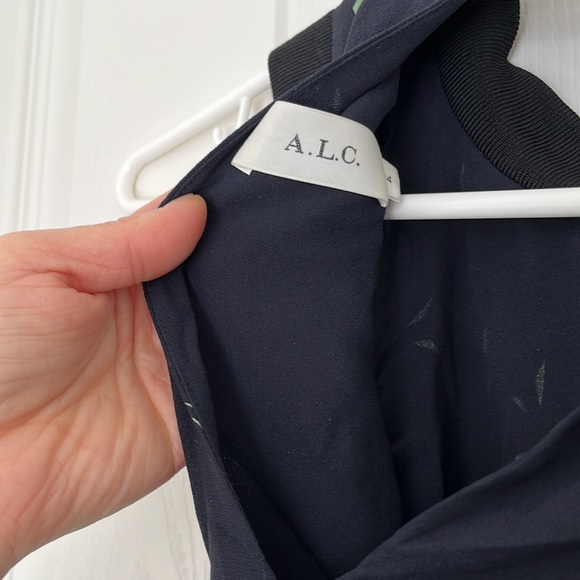 ALC 100% Silk Navy Blue High Neck Mini Dress Size S 4 OP 500 - Picture 6 of 8
